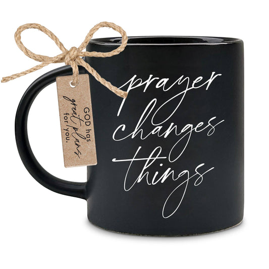 LCP Mug Black Prayer Changes Things 18 Oz