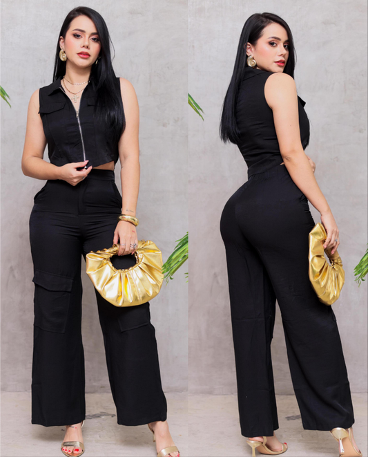 Spring Date Pant Set - Black