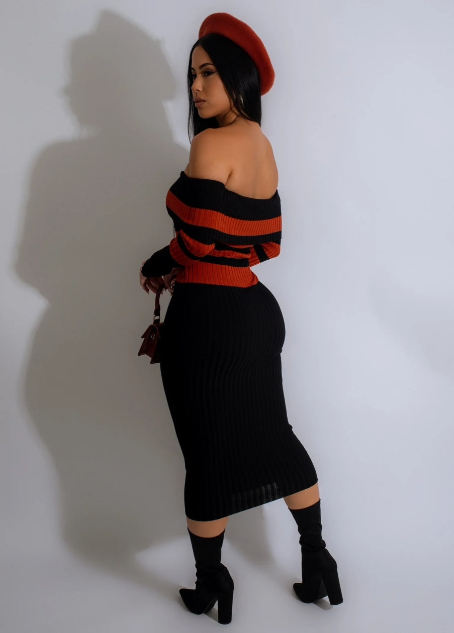 Rome Nights Knitted Midi Dress - Orange