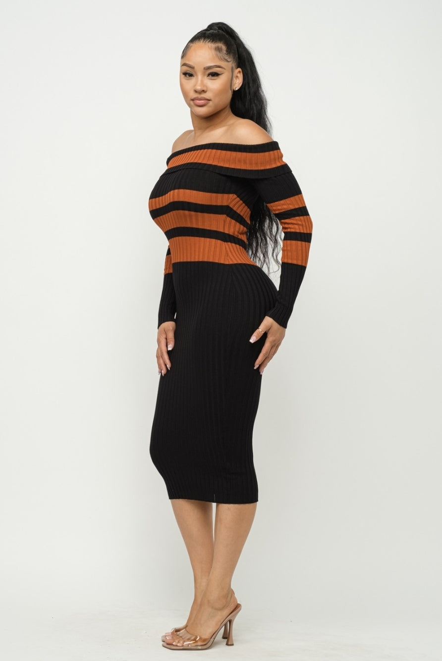 Rome Nights Knitted Midi Dress - Orange