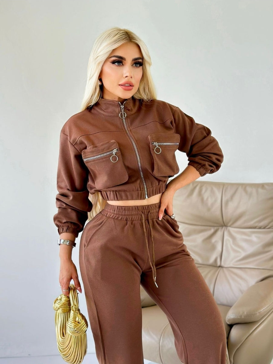 Olivia Pant Set - Brown