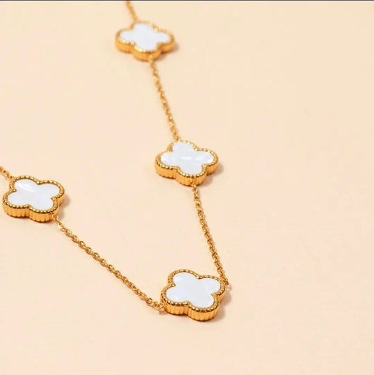 18k gold dipped stainless steel necklace - White