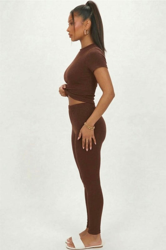 Basic Solid Leggings - Brown
