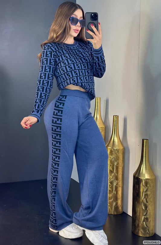 Cleopatra Pant Set - Blue/Black