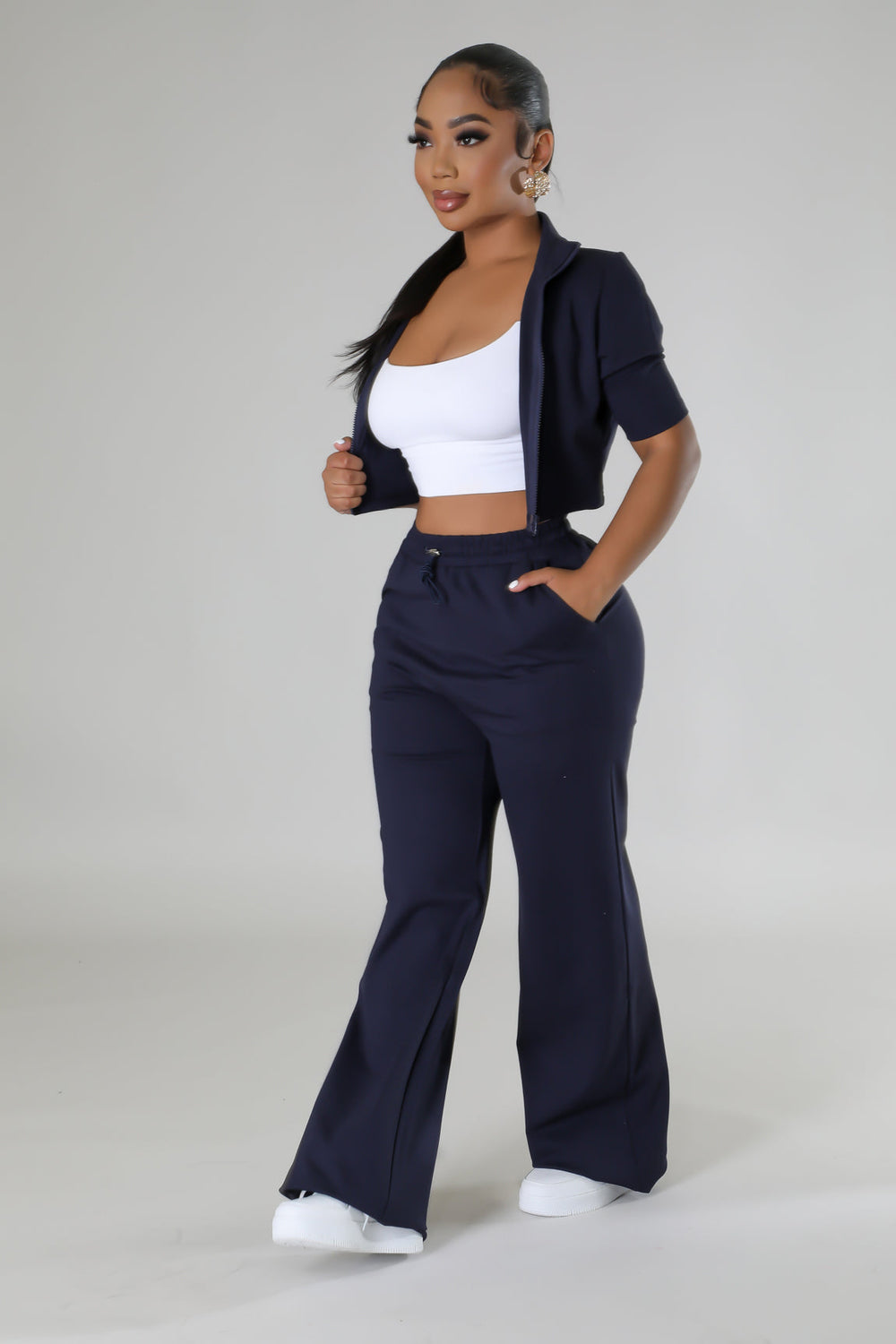 Make It Happen Pant Set - Navy