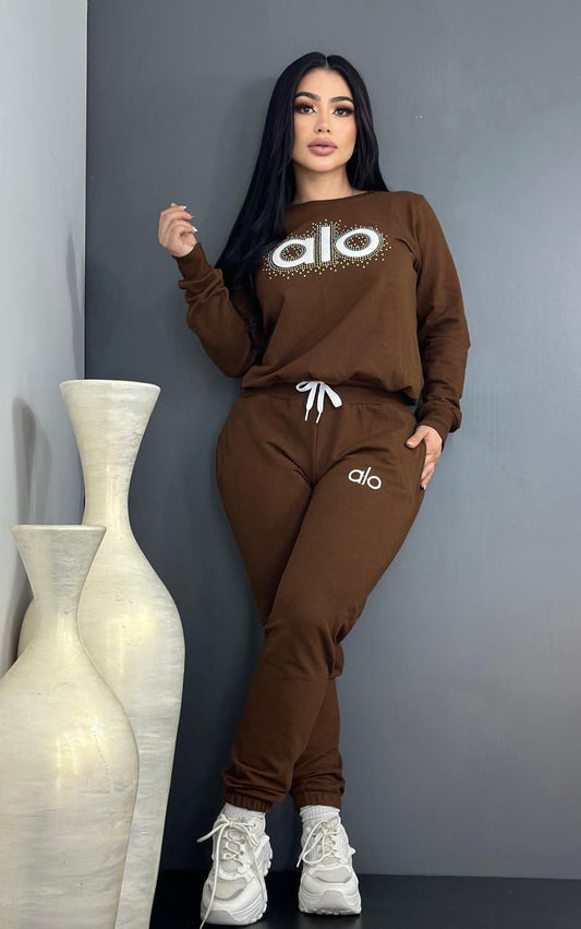 Diamond In The Sky Pant Set - Brown