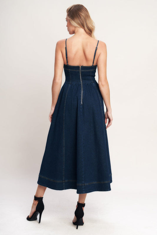 Sweetheart Denim Midi Dress