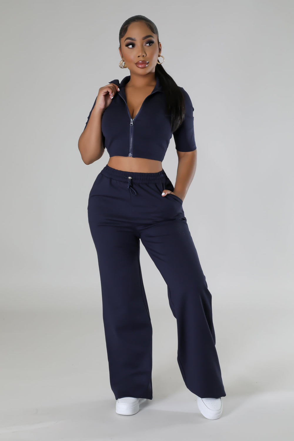 Make It Happen Pant Set - Navy