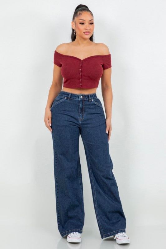 Never Changing Wide Leg Jeans - Dark Wash