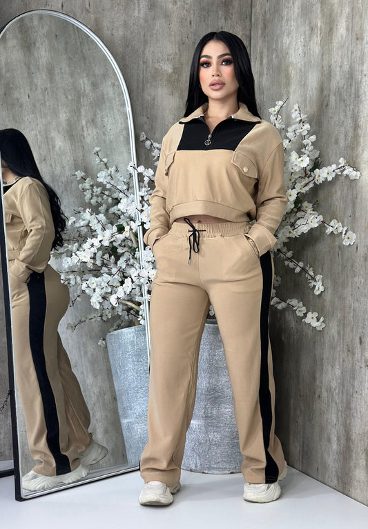 Make Your Move Pant Set - Beige