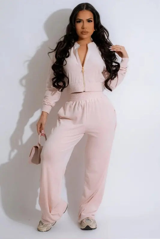 Velour Jogger Set - Dusty Pink