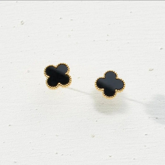 Clover Stud Earrings- Black