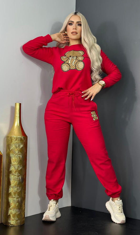Bear Pant Set - Red
