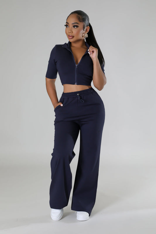 Make It Happen Pant Set - Navy