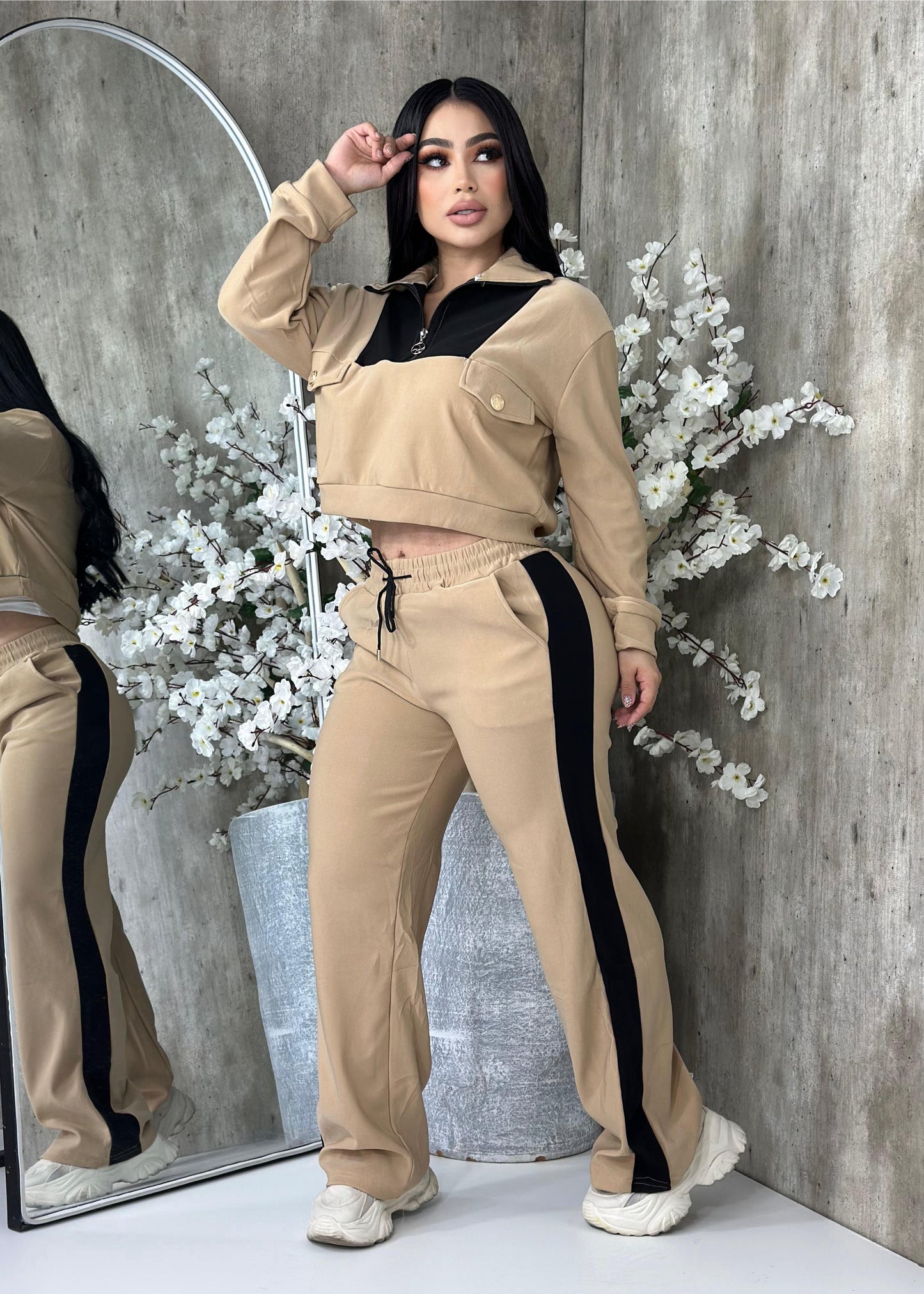 Make Your Move Pant Set - Beige