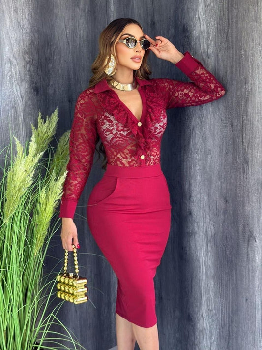 Adelina Skirt Set - Burgundy