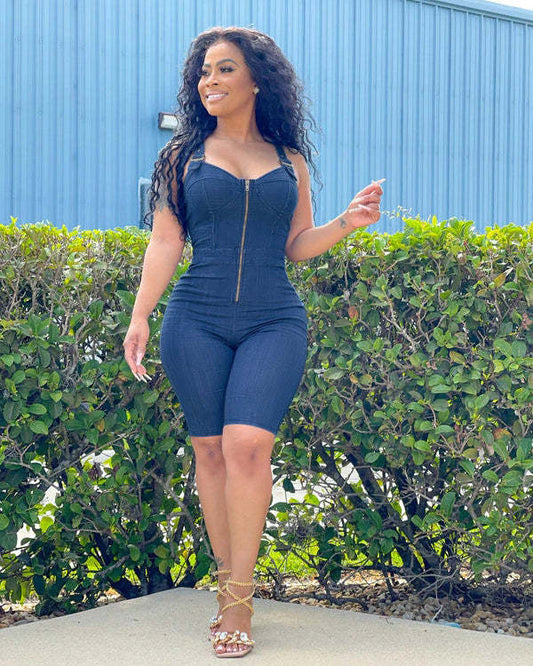 Treat Yourself Denim Jumpsuit - Dark Blue