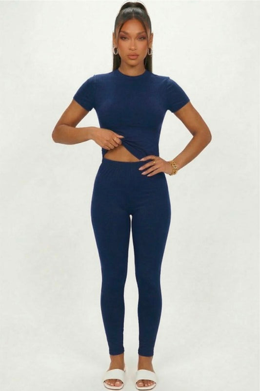 Basic Solid Leggings - Navy
