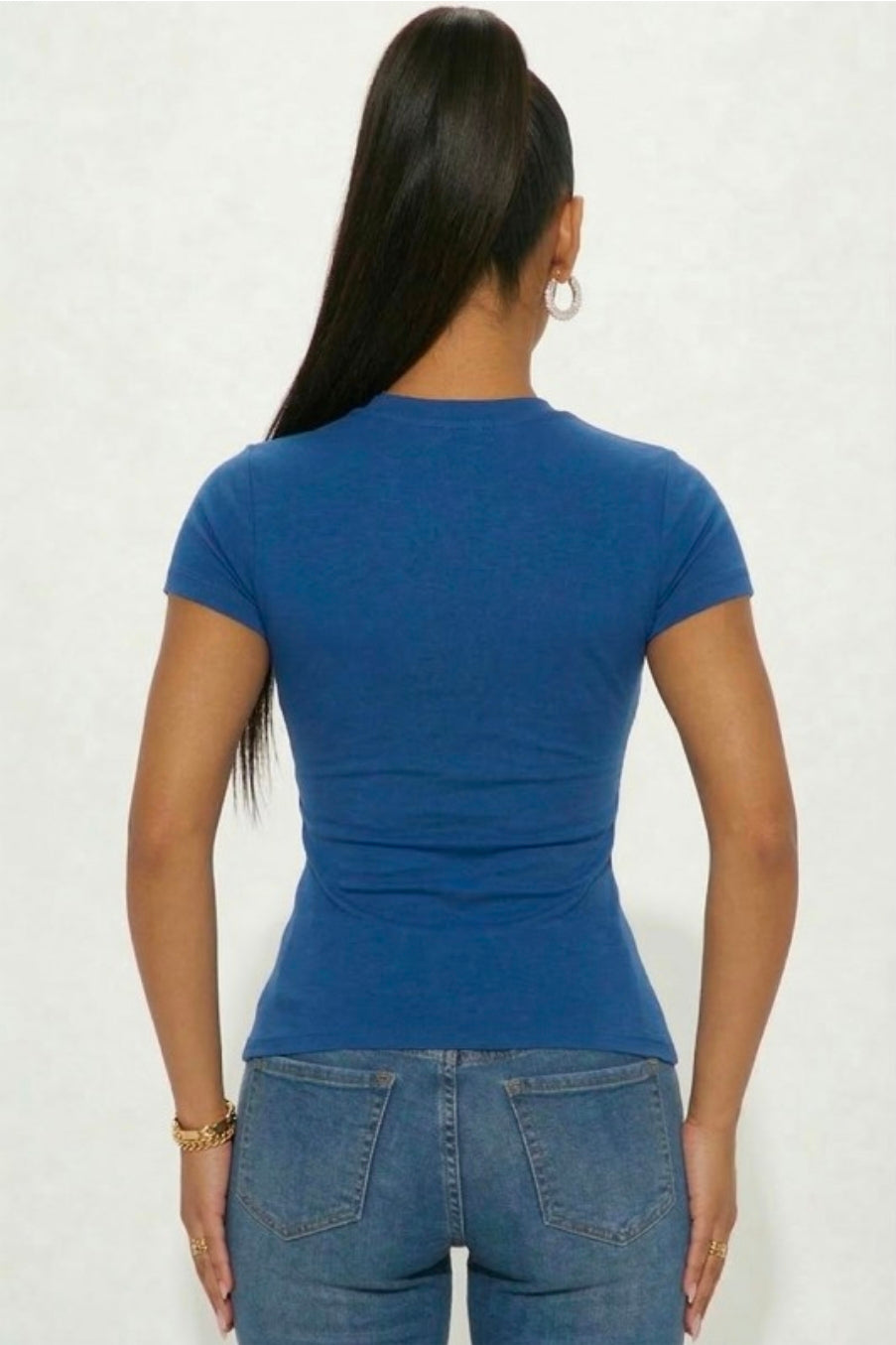 Basic Round Neck T-shirt - Blue Haze