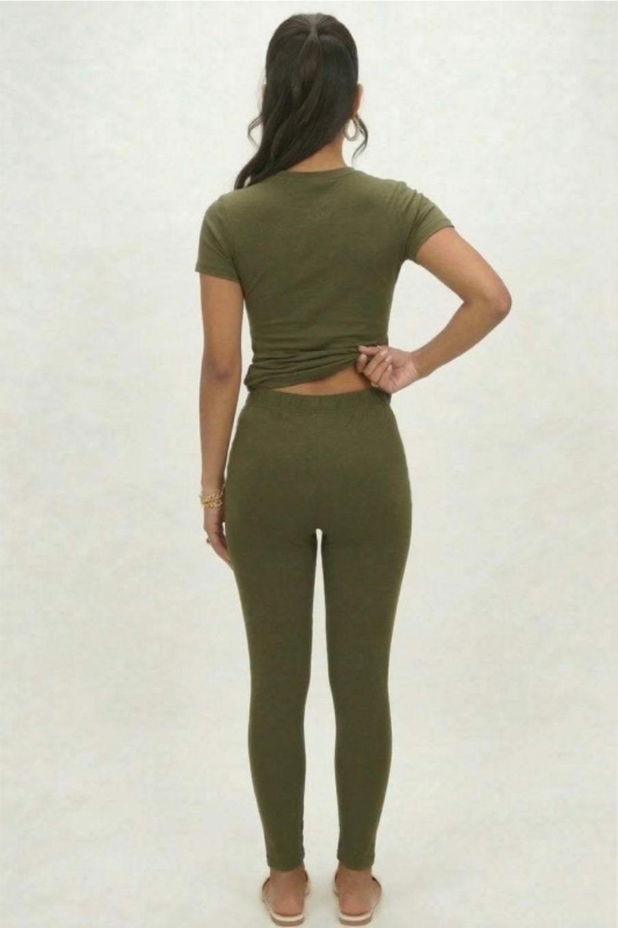 Basic Solid Leggings - Olive