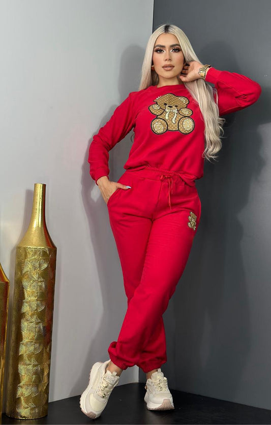 Bear Pant Set - Red