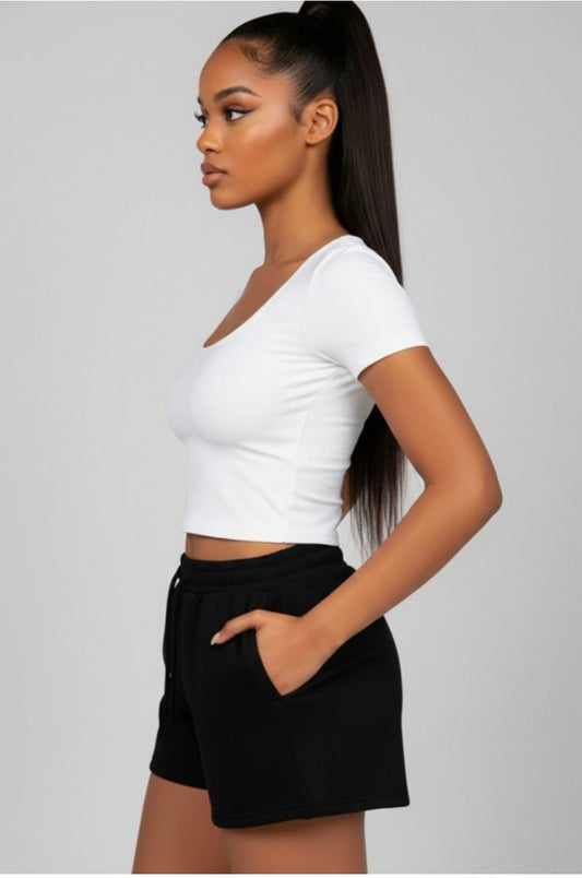 All Day Elastic Waistband Shorts - Black
