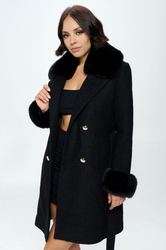 Elsa Vegan Wool Coat - Black