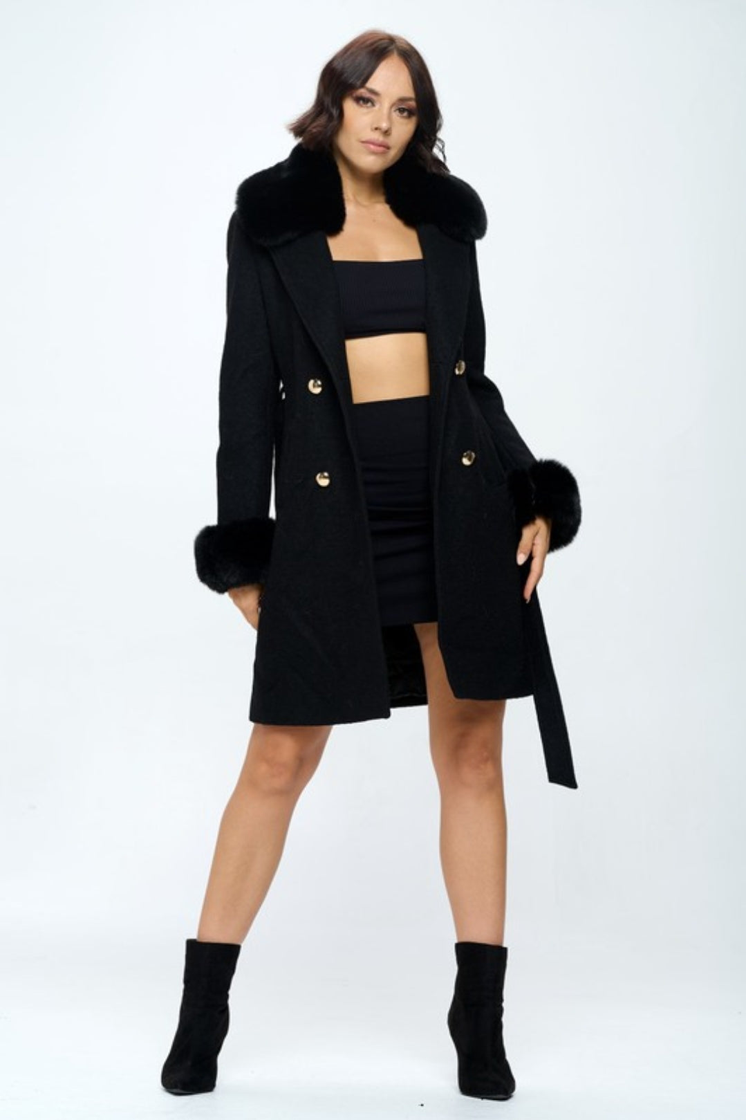 Elsa Vegan Wool Coat - Black
