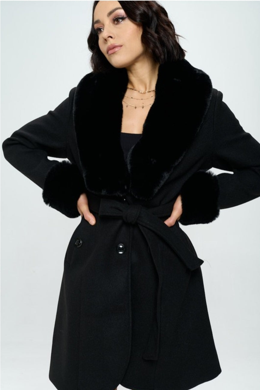 Elsa Vegan Wool Coat - Black