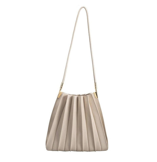 Carrie Pleated Vegan Shoulder Bag - Bone