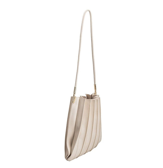 Carrie Pleated Vegan Shoulder Bag - Bone