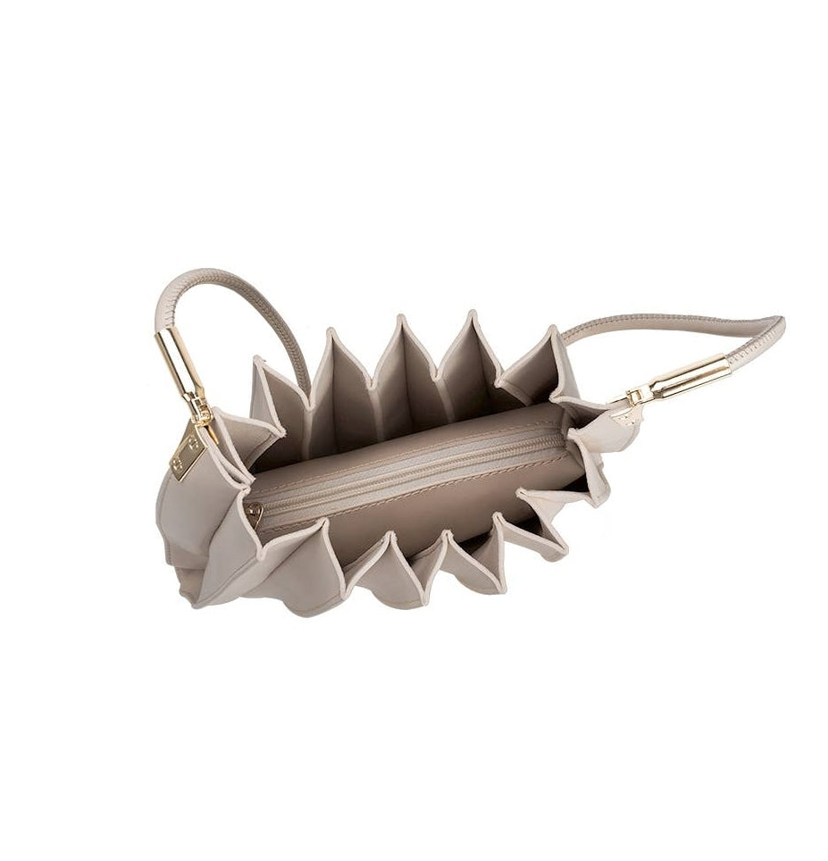 Carrie Pleated Vegan Shoulder Bag - Bone