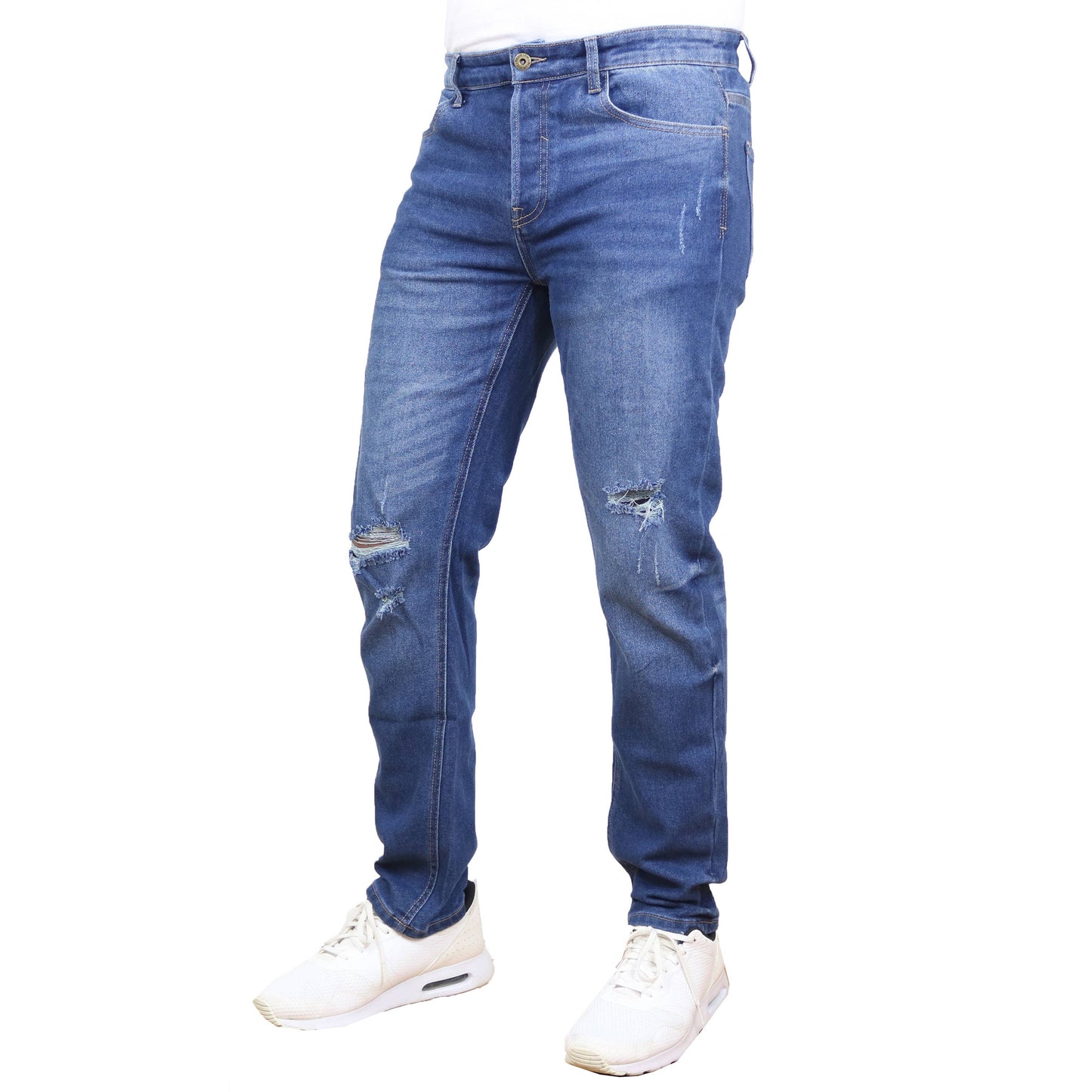 Men's Stretch Ripped Jeans: Dark Wash