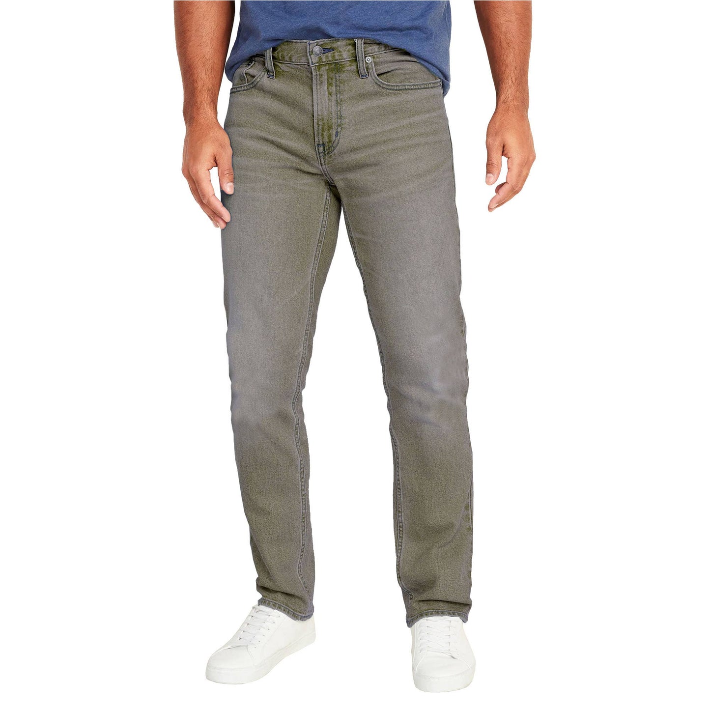 Mens Flex Stretch Slim Straight Jeans Classic Denim Menswear: Grey