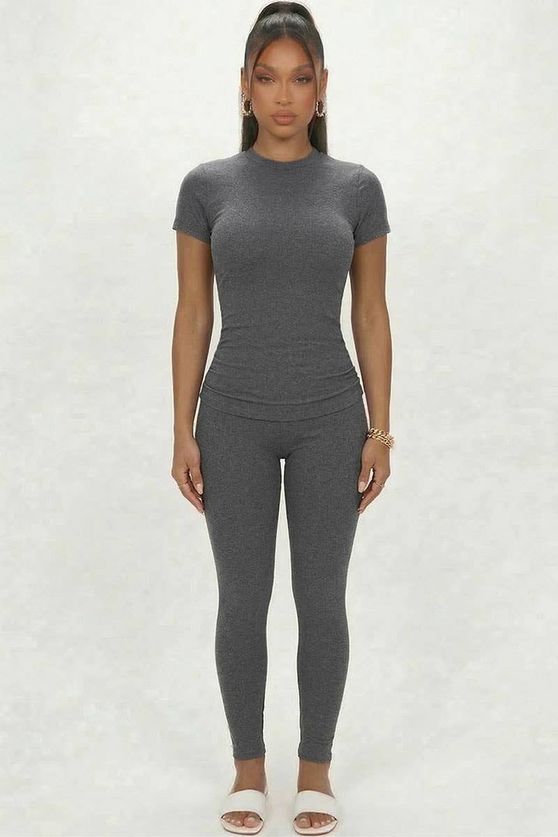 Short Sleeve Round Neck T Shirt: BLUE HAZE / S