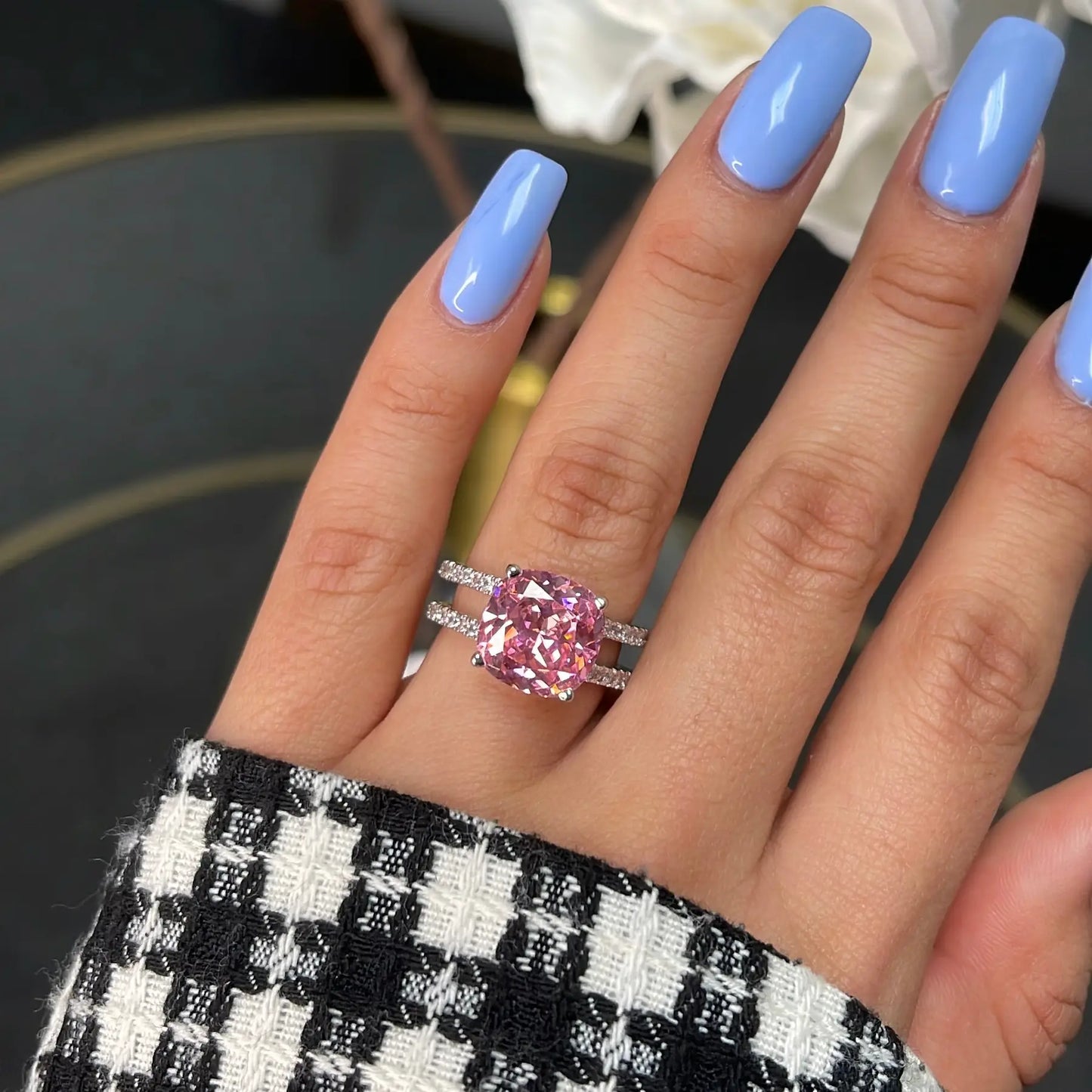 Mindy Pink Cz Ring