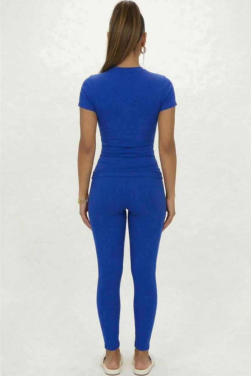 Short Sleeve Round Neck T Shirt: BLUE HAZE / L