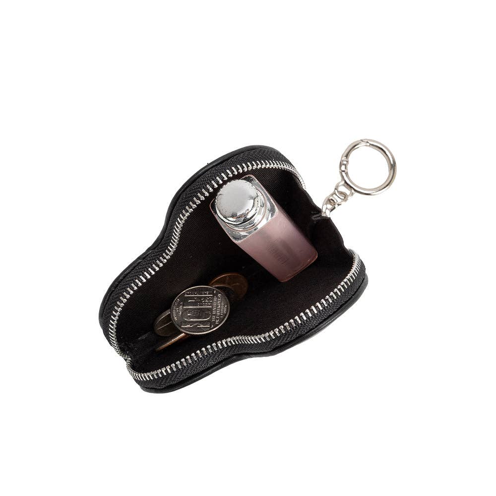 Puffy Heart Polka Dot Black Coin Purse Charm