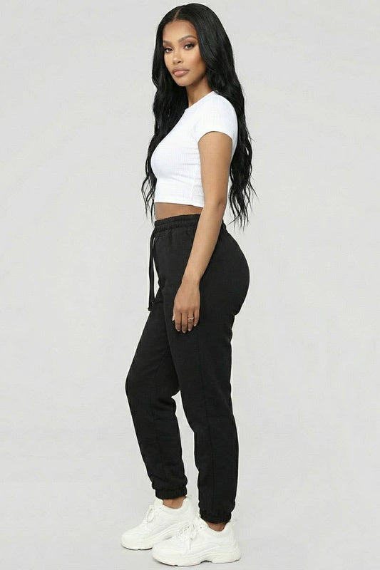Everyday Essential Drawstring Lounge Joggers: Black / L