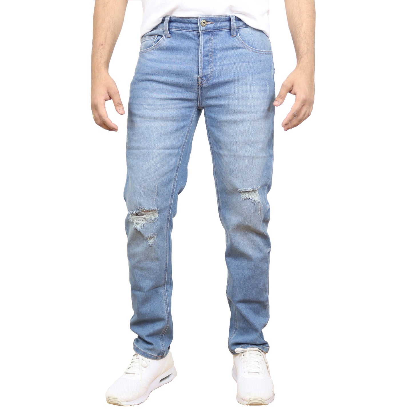 Men's Stretch Ripped Jeans: Medium Wash