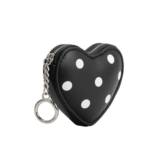 Puffy Heart Polka Dot Black Coin Purse Charm