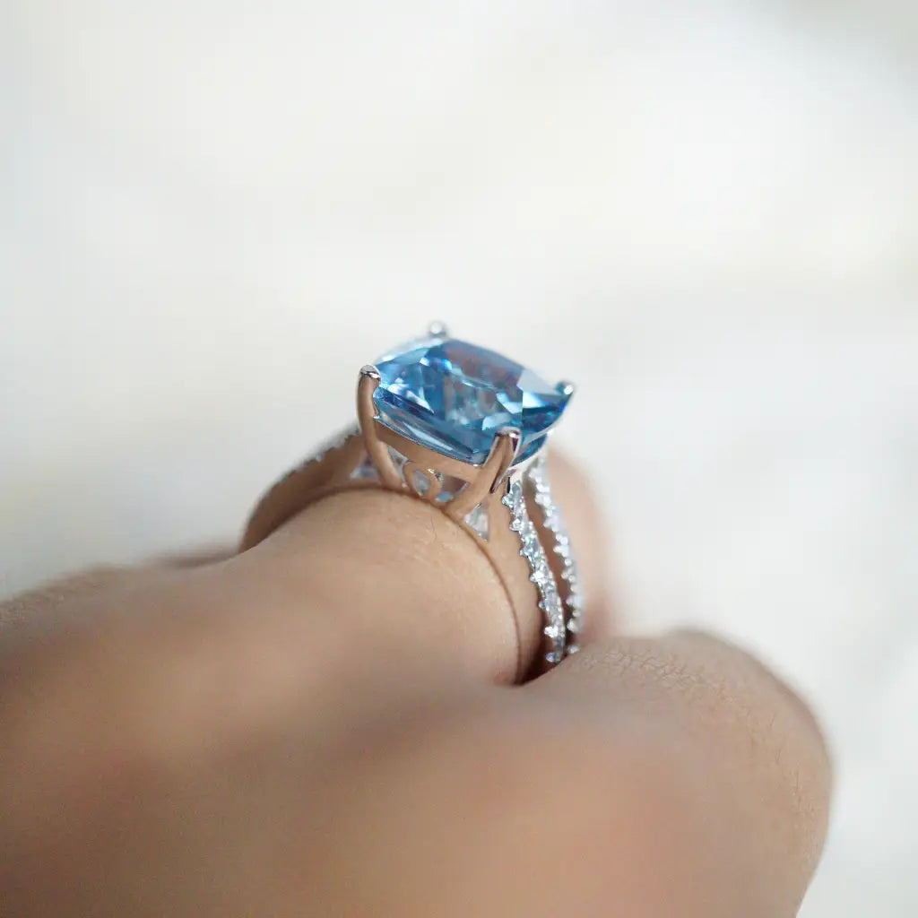 Mindy Aquamarine Cz Ring