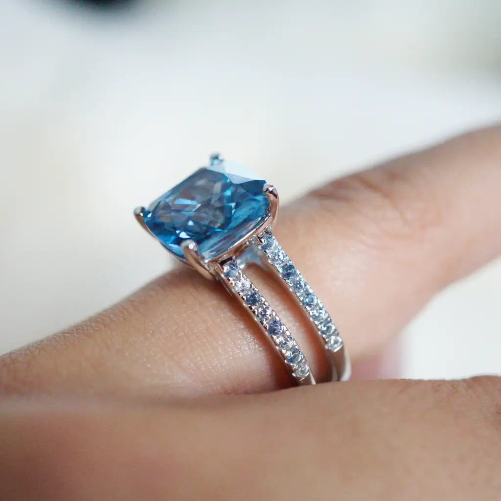 Mindy Aquamarine Cz Ring