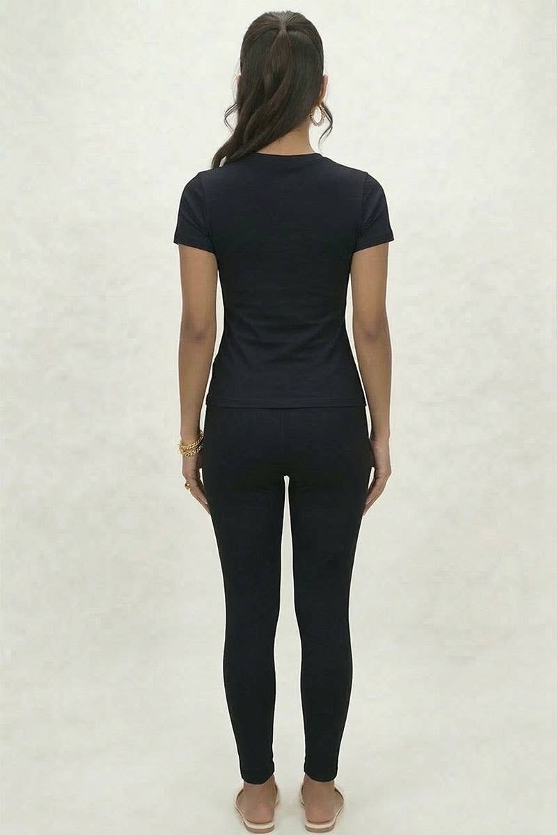 Short Sleeve Round Neck T Shirt: BLUE HAZE / S
