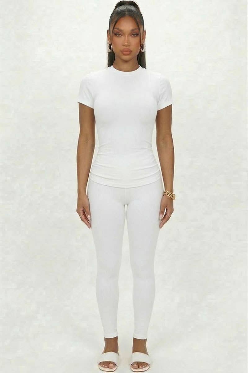 Short Sleeve Round Neck T Shirt: BLUE HAZE / S