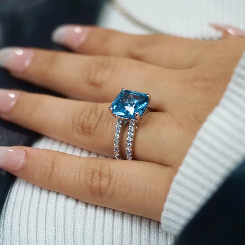 Mindy Aquamarine Cz Ring