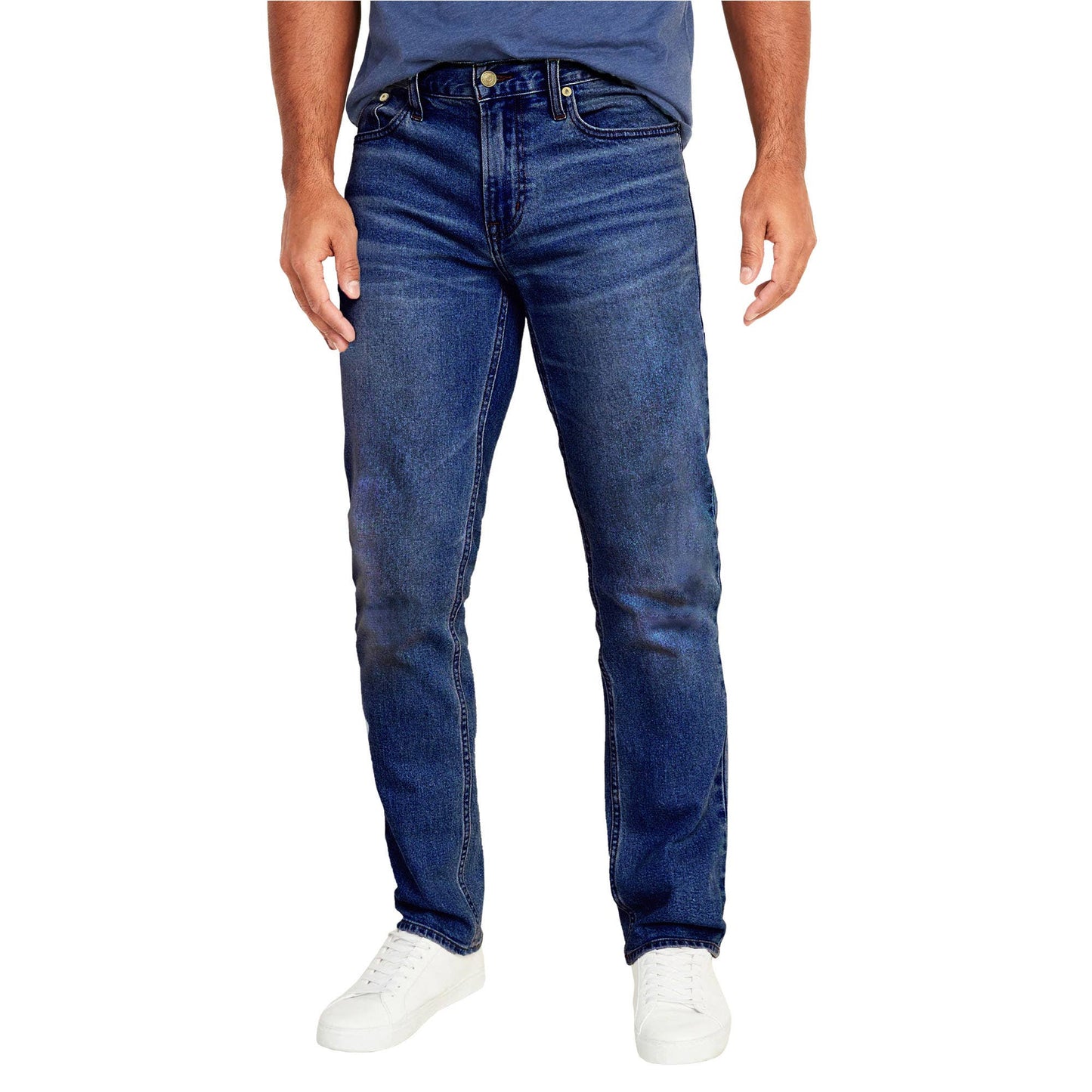 Mens Flex Stretch Slim Straight Jeans Classic Denim Menswear: Dark Wash