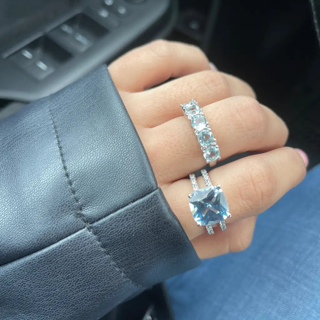 Mindy Aquamarine Cz Ring