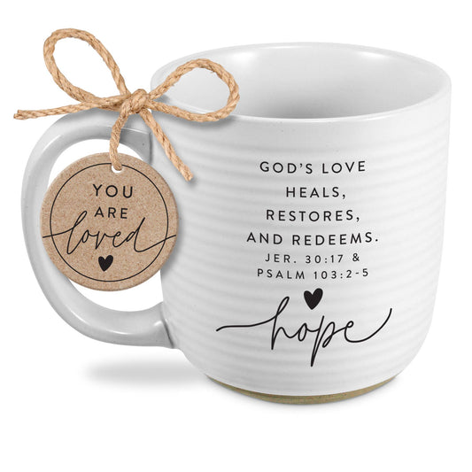 LCP Mug Hold Onto Hope Textured White Hope