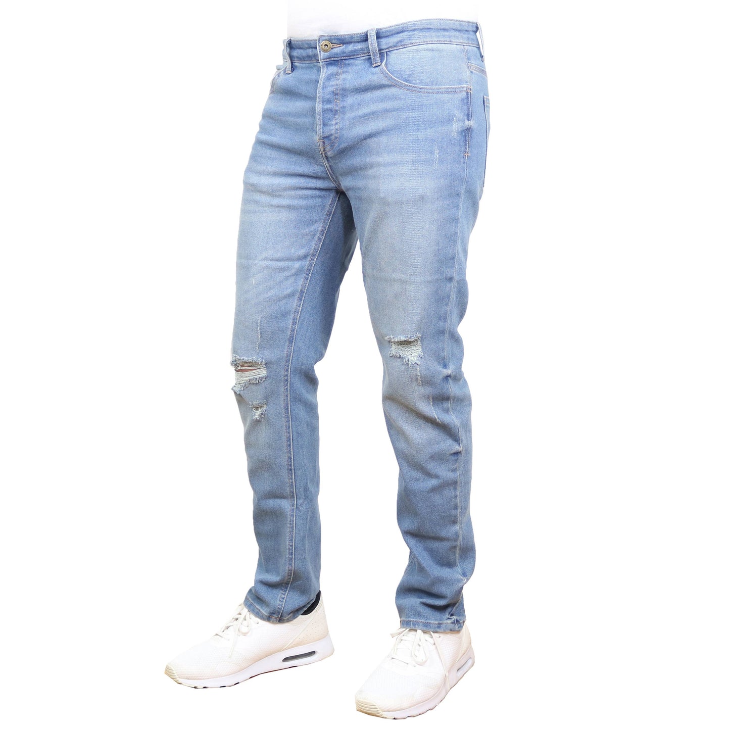 Men's Stretch Ripped Jeans: Medium Wash